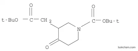 Molecular Structure of 1010814-94-4 (3-Piperidineacetic acid, 1-[(1,1-dimethylethoxy)carbonyl]-4-oxo-, 1,1-dimethylethyl ester)